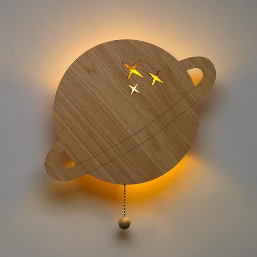 Lambs & Ivy Sky Rocket LED Light Up Saturn/Planet Wall Decor/Wall Hanging