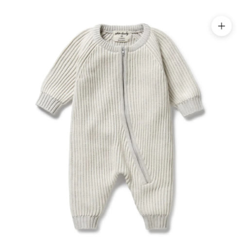 Grey Melange and Oatmeal Organic Knitted Growsuit