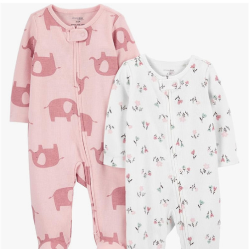 Simple Joys by Carter's Baby Girls' 2-Way Zip Thermal Footed Sleep and Play, Pack of 2