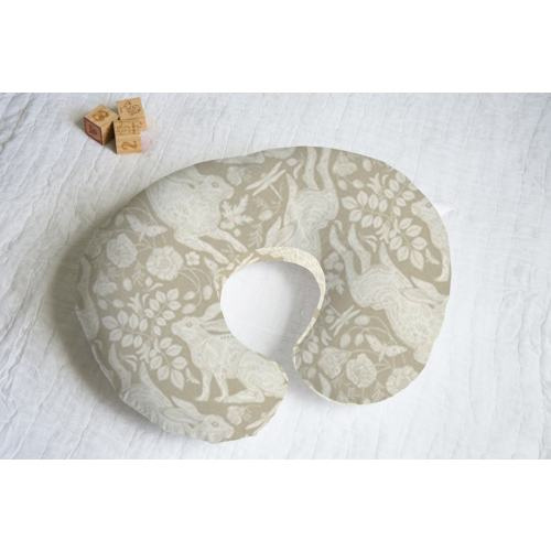 Rabbit on Linen Nursing Pillow Cover With Personalization Option - 2 color options