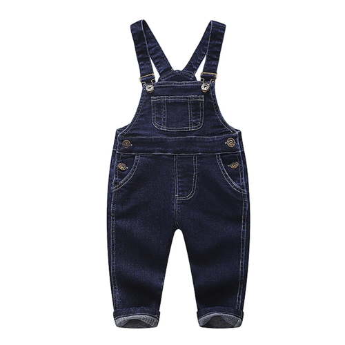 KIDSCOOL SPACE Baby Little Boys Girls Denim Overalls,Cute Jean Workwear,Deep Blue,12-18 Months