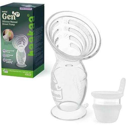 haakaa Gen.2 Plus Manual Breast Pump, 4oz/100ml with Spill-Guard Insert Set