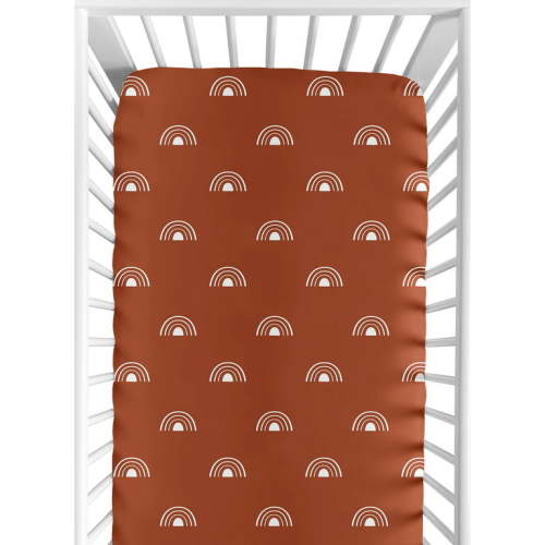 Boho Rainbow Rust and White Fitted Crib Sheet by Sweet Jojo Designs