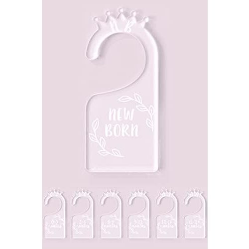 OneDream Baby Closet dividers Hanger separators - Set of 7 Baby Clothes dividers for Closet from Newborn to 24 Months, Acrylic Infant Clothes Divider Support DIY Pattern by Yourself