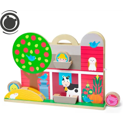 Melissa & Doug GO Tots Wooden Barnyard Tumble with 4 Disks - FSC Certified