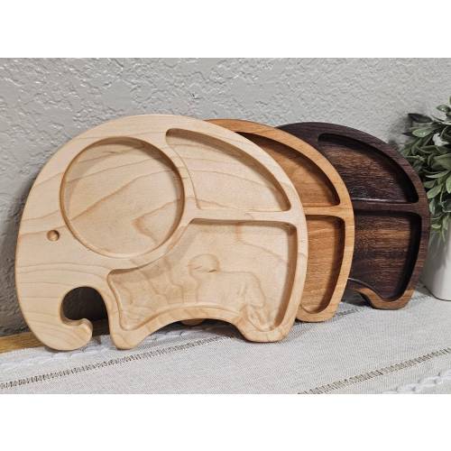 Elephant Wooden Shaped Plate | 3 Wood Color Options
