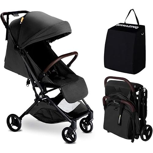 MAMAZING Lightweight Baby Travel Stroller with Carbon Fiber Frame, Compact & Airplane-Friendly, One-Handed Folding Design, 11.6 lbs, Perfect for Toddlers, Jet