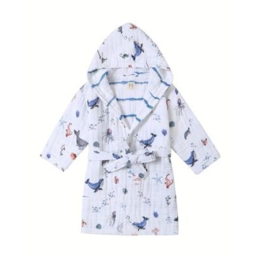 Unisex Hooded Reversible Muslin Robe - Baby, Little Kid, Big Kid