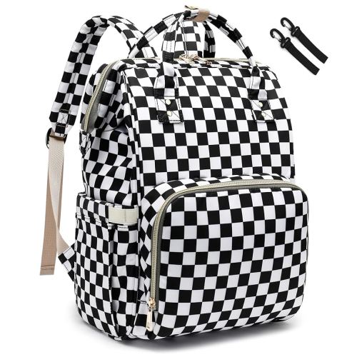Diaper Bag Backpack for Baby Boys Girls, Waterproof Large Nappy Bags for Mom & Dad (Checkered)