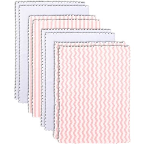 8 Pack Super Soft Baby Burp Cloths, Baby Washcloths, Ultra Absorbent Large Newborn Burping Cloth for Boy and Girl, Milk Spit Up Rags, Unisex for Baby Sensitive Skin, Pink and White, 16 x 12 Inch