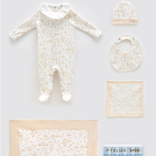 5-Piece Newborn Set - Toile De Jouy/Beige