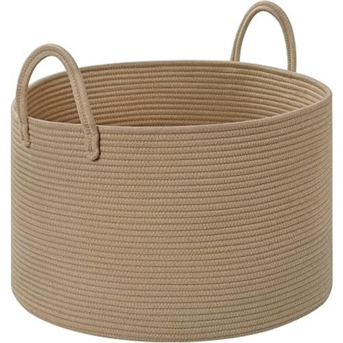 Storage Basket for Organizing, 20"×13" Large Laundry Baskets, Cotton Rope Woven Blanket Basket, Toy Storage for Kids, Collapsible Blankets Storage for Living Room, Nursery Room
