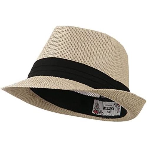 Paper Straw Black Band Baby Fedora