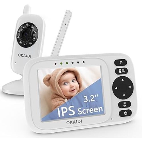 Baby Monitor with Camera and Audio, 3.2" IPS Screen Video Baby Monitor, 1000ft Transmission Range Baby Monitor Camera, Baby Monitor No WiFi, Infrared Night Vision, VOX Mode, Powerful Battery