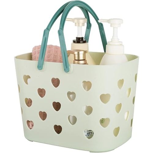 Anyoifax Portable Shower Caddy Tote Plastic Storage Basket with Handle Box Organizer Bin for Bathroom, Pantry, Kitchen, College Dorm, Garage - Green