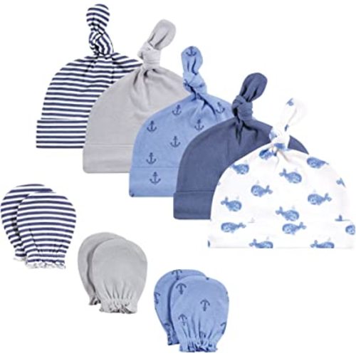 Hudson Baby Unisex Baby Cotton Cap and Scratch Mitten Set