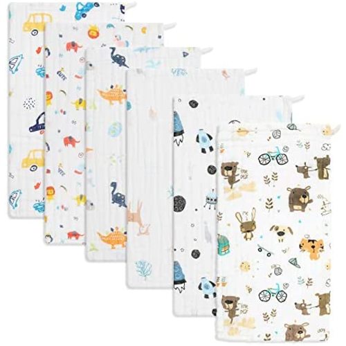 Baby Burp Cloths Muslin Washcloths 6Pack - Muslin Burp Cloths Large 20''x10'' Extra Soft Absorbent Baby Burp Rags for Newborn 100%Cotton for Boys Girls Gift 6 Layers Machine Washable