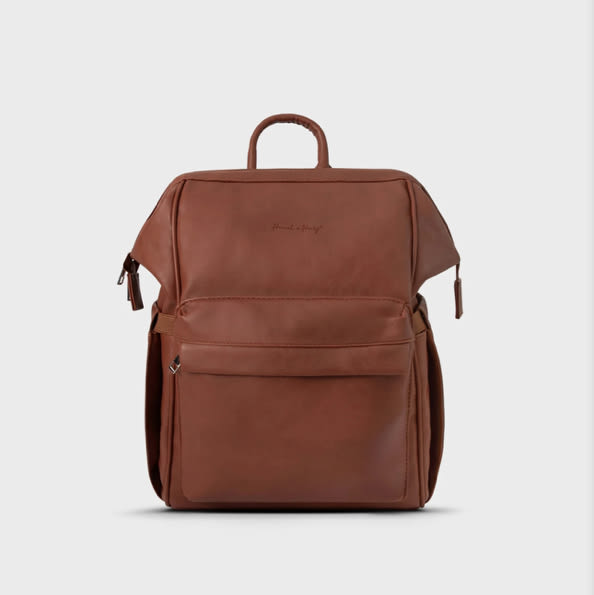 Vintage Diaper Bag Backpack | Best Vegan Leather Baby Bag | Comfortable Padded Straps | Hannah and Henry