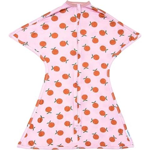 SleepingBaby Bamboo Zipadee-Zip Transition Swaddle - EverSoft Starfish Design Breathable Wearable Blanket with Two-Way Zipper, X-Small (3-6 months), Pink Clementine