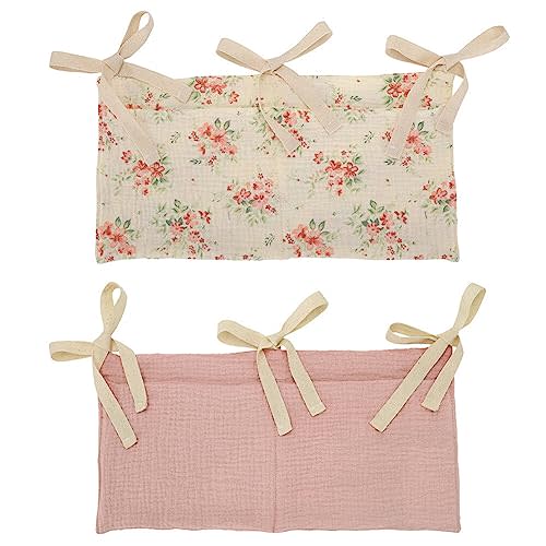 Eforcase 2PCS Baby Crib Organizer Cot Caddy Bed Storage Bag Hanging Pocket Diaper Nursery Organizer Bed Hanging Organizer Bag