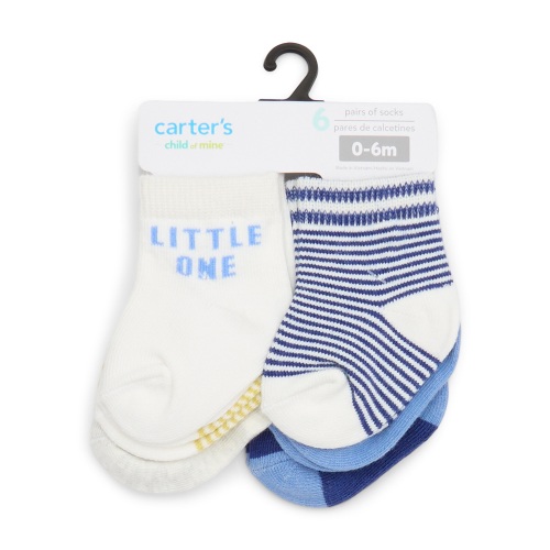 Carter's Child of Mine Newborn Boys Shark Socks, 6-Pack, Sizes 0-6M