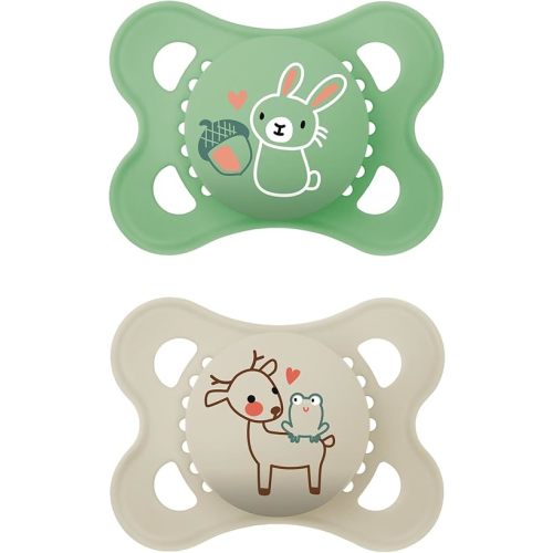 MAM Original Matte Baby Pacifier, Nipple Shape Helps Promote Healthy Oral Development, Sterilizer Case, 0-6 Months, Unisex, 2 Count (Pack of 1)