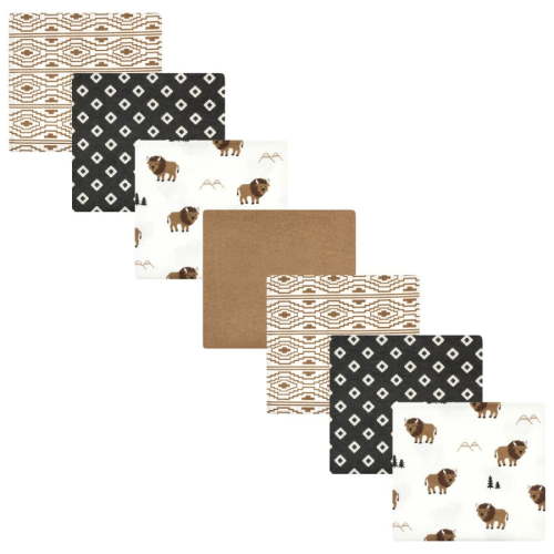 Hudson Baby Infant Boy Cotton Rich Flannel Receiving Blankets Bundle, Wild Buffalo, One Size