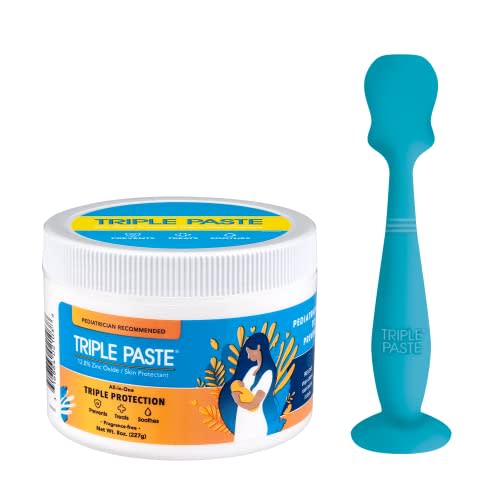 Triple Paste Diaper Rash Cream and Spatula Bundle - 8 oz Zinc Oxide Ointment and Diaper Cream Spatula Treat, Soothe and Prevent Diaper Rash with a Pediatrician-Recommended Hypoallergenic Formula