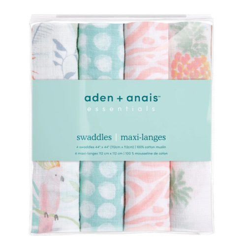 Tropical Cotton Muslin Swaddl 4pk | aden + anais