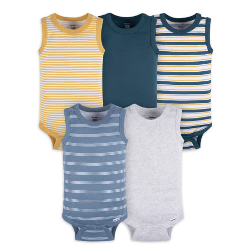 Gerber Baby Boys or Girls Casual Sleeveless Bodysuits, 5-Pack, Sizes 0/3 Months- 24 Months