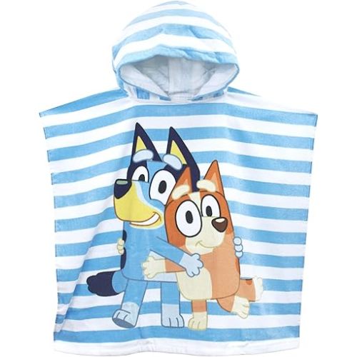 Bluey Serviette pour garçons ou filles | Poncho à capuche pour enfants | Serviettes de piscine et de plage