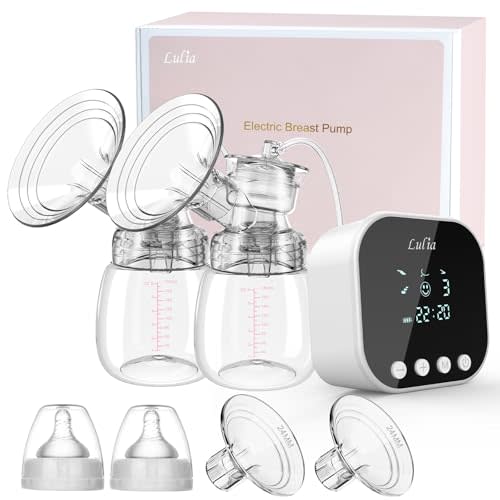 Lulia Double Electric Breast Pump, 4 Modes & 9 Levels Portable Breast Pumps | Low Noise, Anti-Backflow & LED Display, BPA Free, Breastfeeding Pump with 24mm Flange