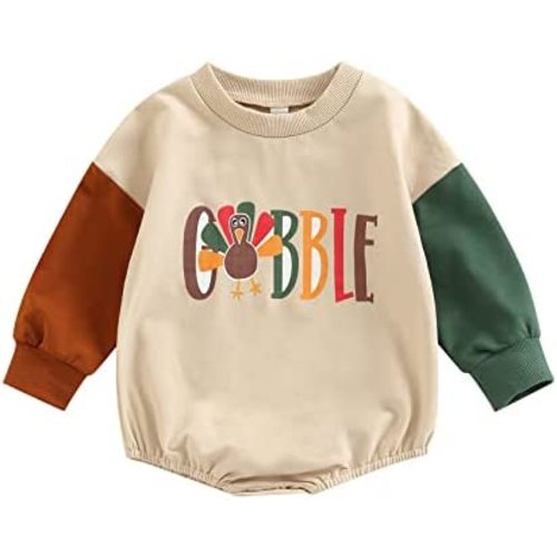 My First Thanksgiving Baby Girl Boy Outfit Long Sleeve Crewneck Sweatshirt Romper Oversize Onesie Clothes