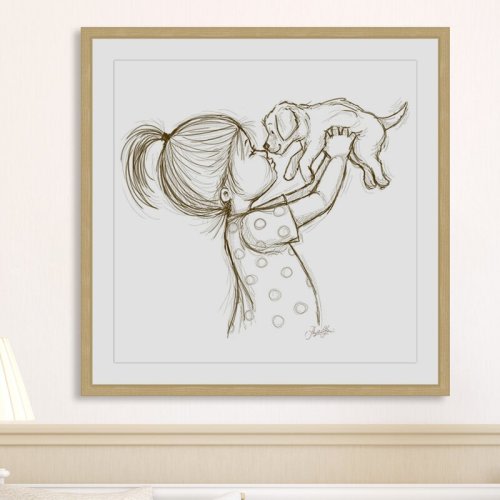 Marmont Hill Girl Loves Puppy Framed Print & Reviews | Wayfair