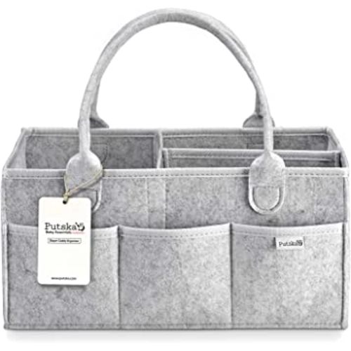 PUTSKA Baby Diaper Caddy Organizer Nursery Basket - A basket gift registry for baby shower list. This is a must haves essentials. Neutral stuff newborn boy nursery decor or girl