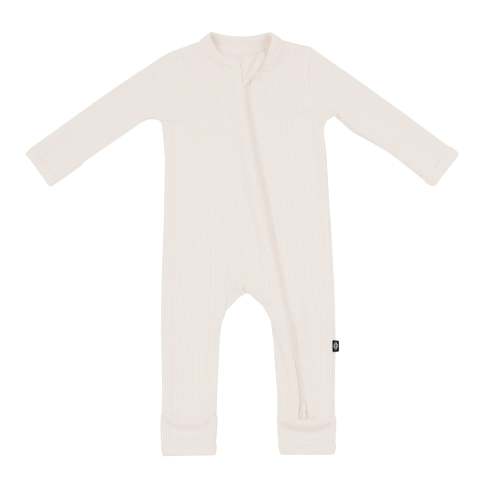Ribbed Zipper Romper in Oat | Bamboo Romper | Kyte Baby