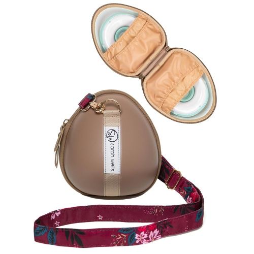 Sarah Wells Milkwear Pump Case for Wearable Breast Pumps – Hard Shell Protective Storage with Flat Bottom & Strap Options – Fits Most Wearables – Compact Pumping Organizer for Travel, Work (Latte)