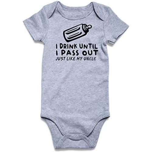 UNIFACO Unisex Baby Funny Saying Outfit Short and Long Sleeve Bodysuits Romper 0-18M