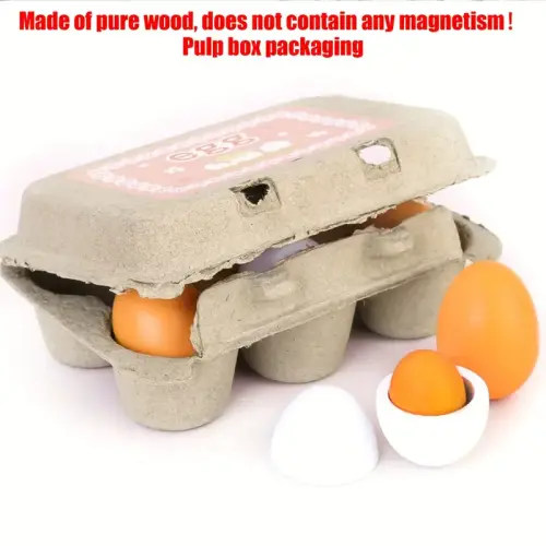 wooden eggs white yellow toys wooden play - Temu
