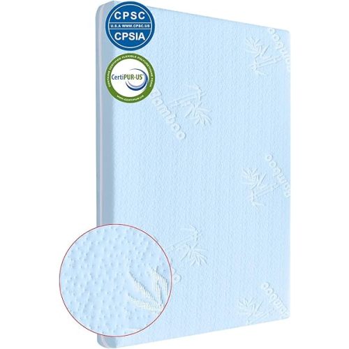Graco Pack N Play Mattress - Dual Side Gel Memory Foam, Blue (38 * 26 * 1.5) with Washable Bamboo Fiber Cover