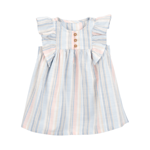 Baby Striped Linen Look-Alike Flutter Sleeves Dress - Carter's | Carter's