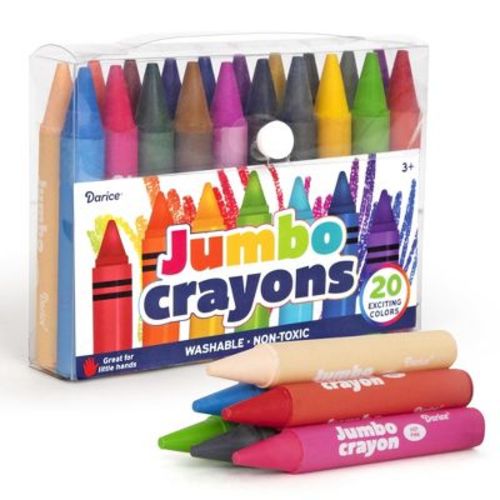 Darice 20 Jumbo Crayons for Kids, Washable, Non-Toxic