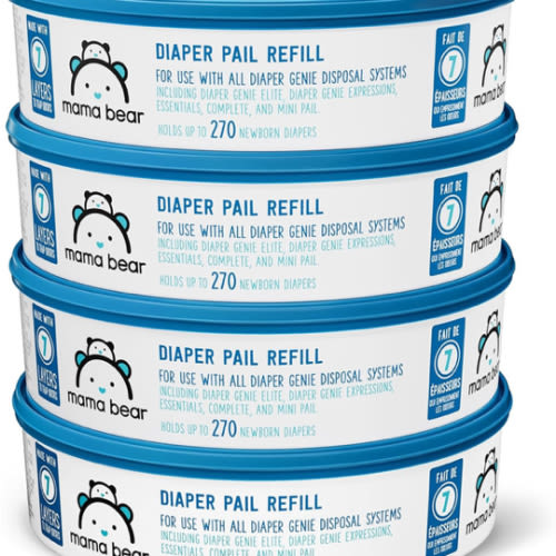 Mama Bear Diaper Pail Refills for Diaper Genie Pails, 270 Count (Pack of 4)