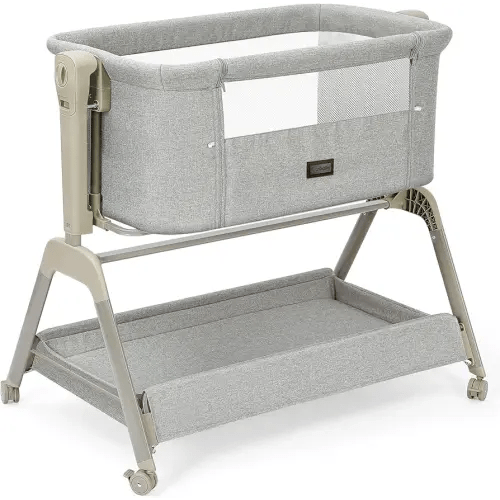 Ezebaby Baby Bassinet Bedside Crib, 3-in-1 Rocking Bassinets Bedside Sleeper with Comfy Mattress and Wheels, 6-Height Adjustable, Stable and Secure Crib for Newborn Infant
