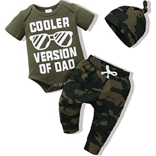 NZRVAWS Baby Boy Clothes Newborn Boy Outfit Infant Letter Print Romper Long Pants Set Hat Toddler Clothe