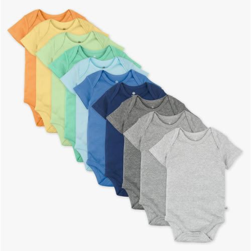 HonestBaby unisex-baby 10-pack Short Sleeve Bodysuits One-piece 100% Organic Cotton for Infant Baby Boys, Girls