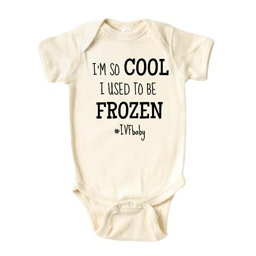 MangoHouse Cute Baby Onesie® I Used To Be Frozen IVF Baby Shirt Premium Custom Baby Clothes Unisex Baby Announcement Gift for Mom Newborn Outfit (Short Sleeve Natural, 3-6m)