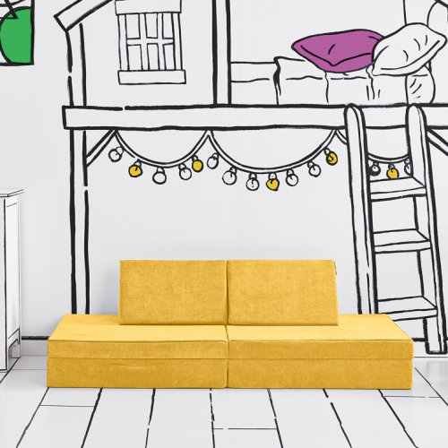 Yourigami Kids and Toddler Play Couch, Convertible Folding Sofa, Durable Foam Modular Design