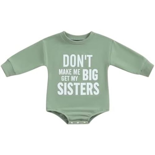 VISGOGO Newborn Baby Girl Boy Bubble Romper 3 6 9 12 18M Onesie Sweatshirt Long Sleeve Oversized Fall One-Piece Bodysuit