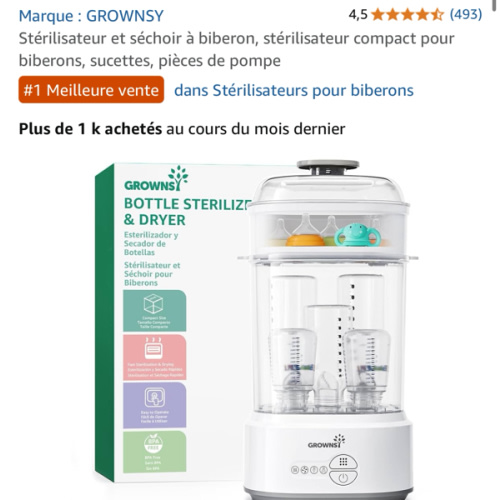 Stérilisateur et séchoir à biberon, stérilisateur compact pour biberons, sucettes, pièces de pompe